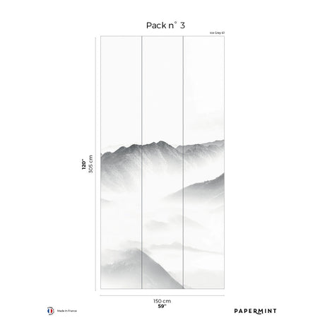 Papermint Mist Pack 3 in Grey Wall Mural 8184-BN1-C