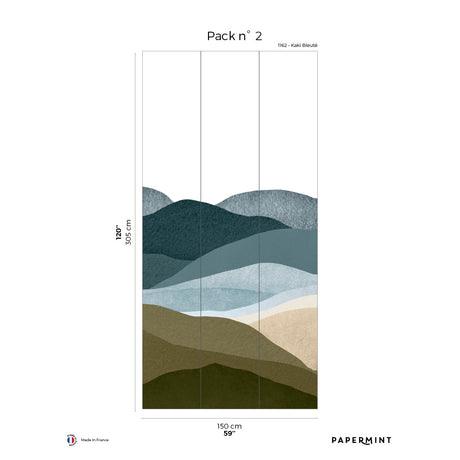 Papermint The Hills Pack 2 in Blue Wall Mural 8184-BP2-B