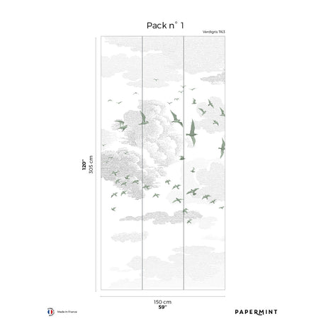 Papermint Birds Pack 1 in Green Wall Mural 8184-BR1-A