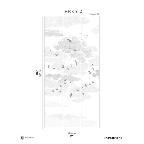 Papermint Birds Pack 2 in Green Wall Mural 8184-BR1-B