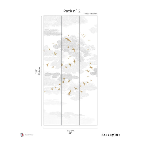 Papermint Birds Pack 2 in Yellow Wall Mural 8184-BR2-B