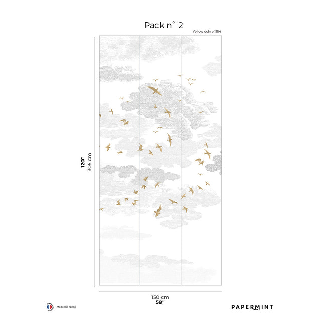 Papermint Birds Pack 2 in Yellow Wall Mural 8184-BR2-B