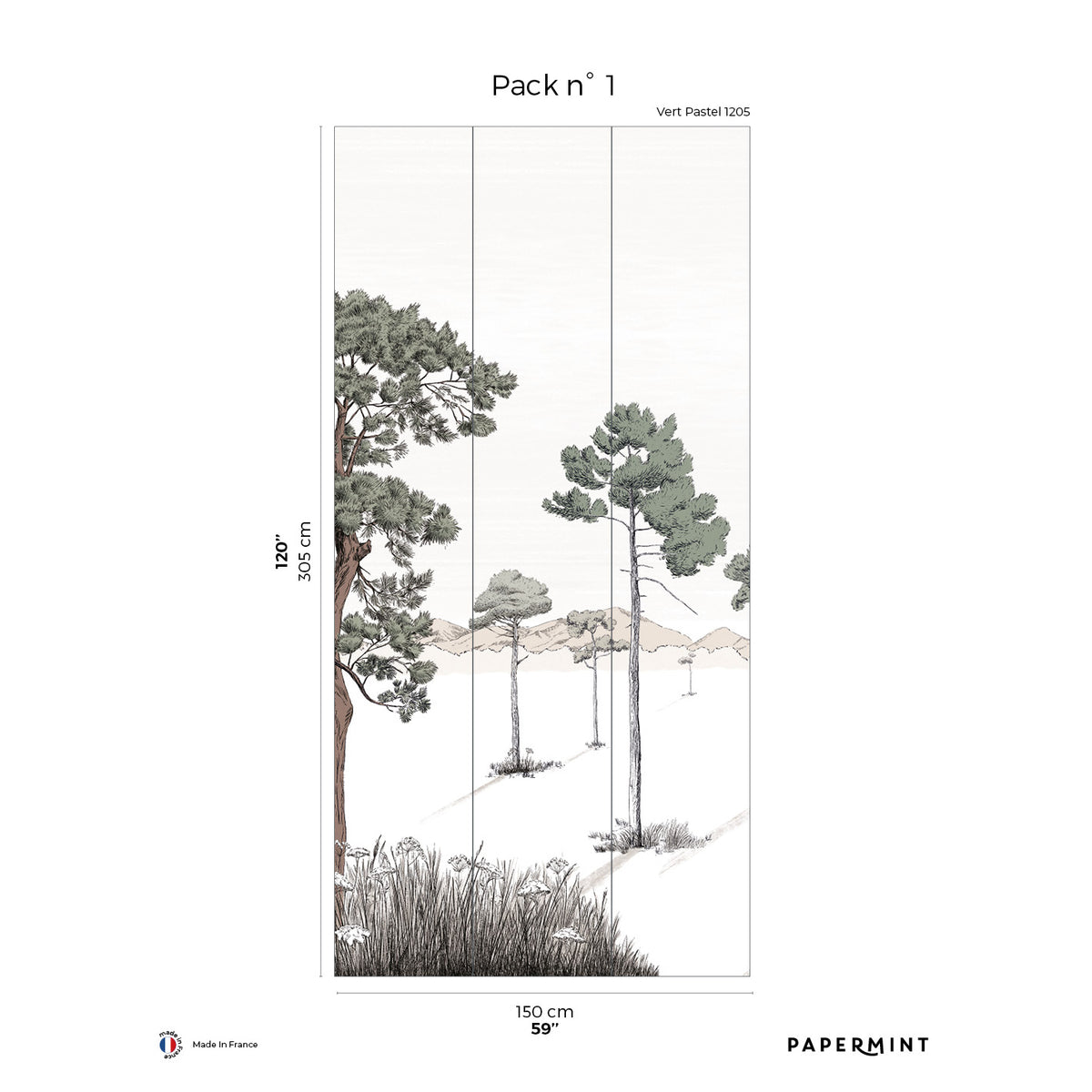 Papermint Shadows Pack 1 in Green Wall Mural 8184-BS2-A
