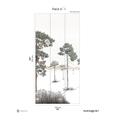 Papermint Shadows Pack 1 in Green Wall Mural 8184-BS2-A