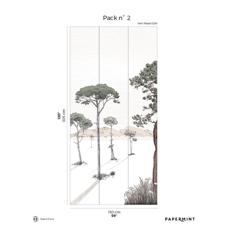 Papermint Shadows Pack 2 in Green Wall Mural 8184-BS2-B