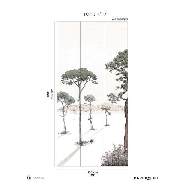 Papermint Shadows Pack 2 in Green Wall Mural 8184-BS2-B