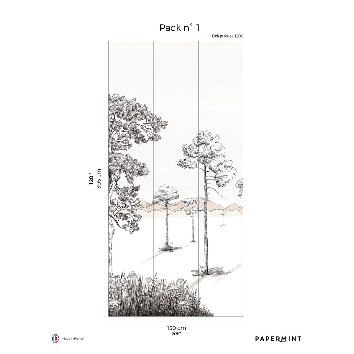 Papermint Shadows Pack 1 in Pink Wall Mural 8184-BS3-A