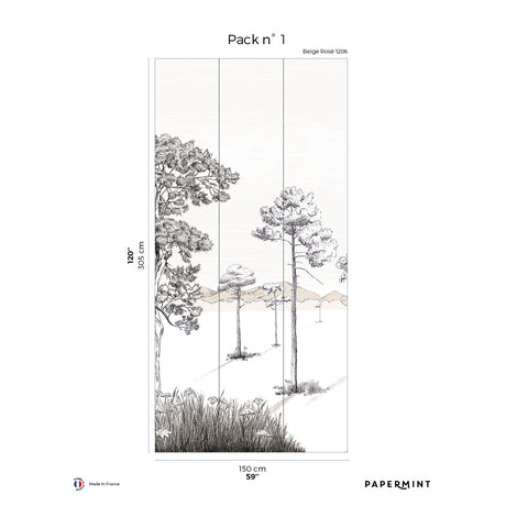 Papermint Shadows Pack 1 in Pink Wall Mural 8184-BS3-A