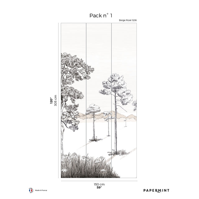 Papermint Shadows Pack 1 in Pink Wall Mural 8184-BS3-A