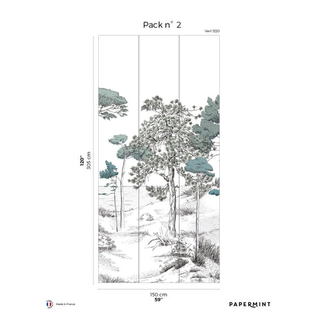 Papermint Pines Pack 2 in Green Wall Mural 8184-BT2-B