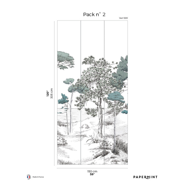 Papermint Pines Pack 2 in Green Wall Mural 8184-BT2-B