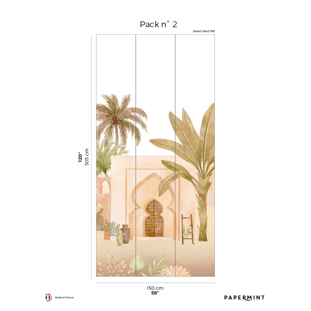 Papermint Marrakesh Pack 2 in Gold Wall Mural 8184-BZ1-B