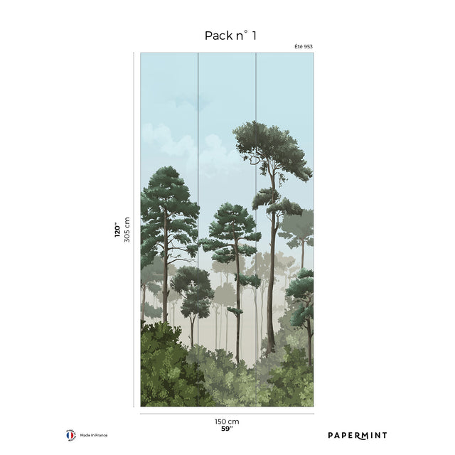 Papermint Matsu Pack 1 in Blue Wall Mural 8184-CA2-A
