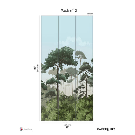 Papermint Matsu Pack 2 in Blue Wall Mural 8184-CA2-B