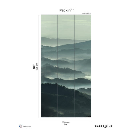 Papermint Misty Line Pack 1 in Green Wall Mural 8184-CB1-A