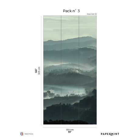 Papermint Misty Line Pack 3 in Green Wall Mural 8184-CB1-C