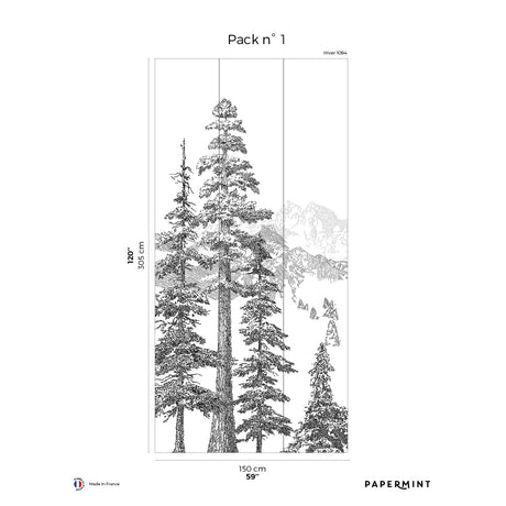 Papermint Mountains Pack 1 in Black Wall Mural 8184-CD1-A