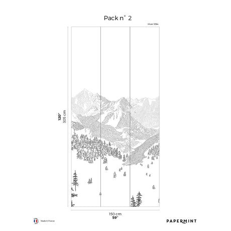 Papermint Mountains Pack 2 in Black Wall Mural 8184-CD1-B