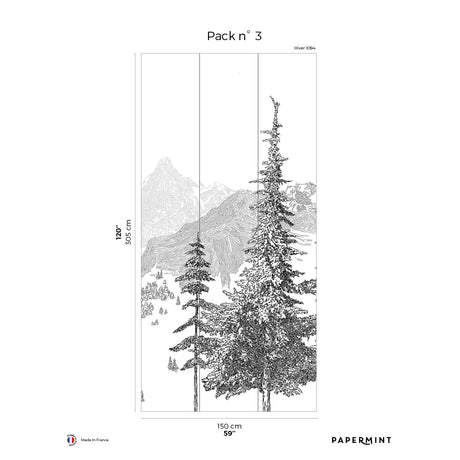 Papermint Mountains Pack 3 in Black Wall Mural 8184-CD1-C