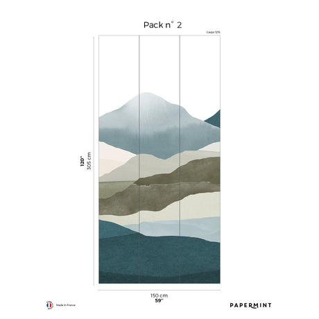 Papermint Montagna Pack 2 in Teal Wall Mural 8184-CE1-B
