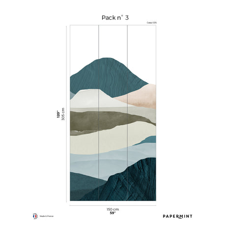 Papermint Montagna Pack 3 in Teal Wall Mural 8184-CE1-C