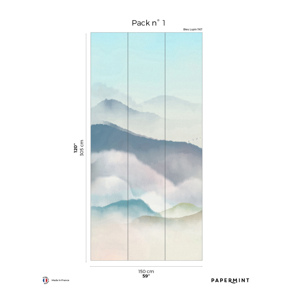 Papermint Japanese Mountain Pack 1 in Blue Wall Mural 8184-C
