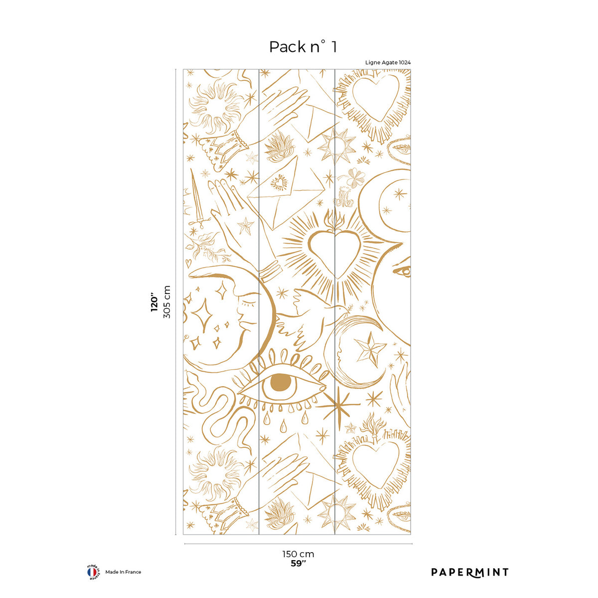 Papermint Mystic Pack 1 in Gold Wall Mural 8184-CH1-A