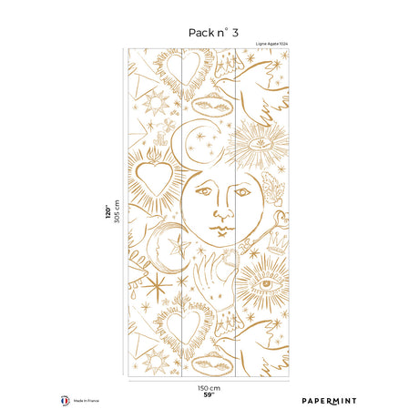 Papermint Mystic Pack 3 in Gold Wall Mural 8184-CH1-C