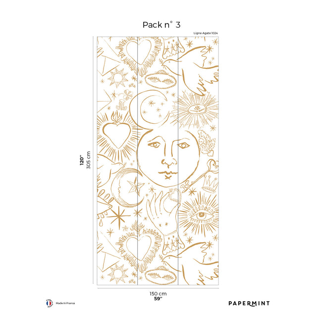 Papermint Mystic Pack 3 in Gold Wall Mural 8184-CH1-C