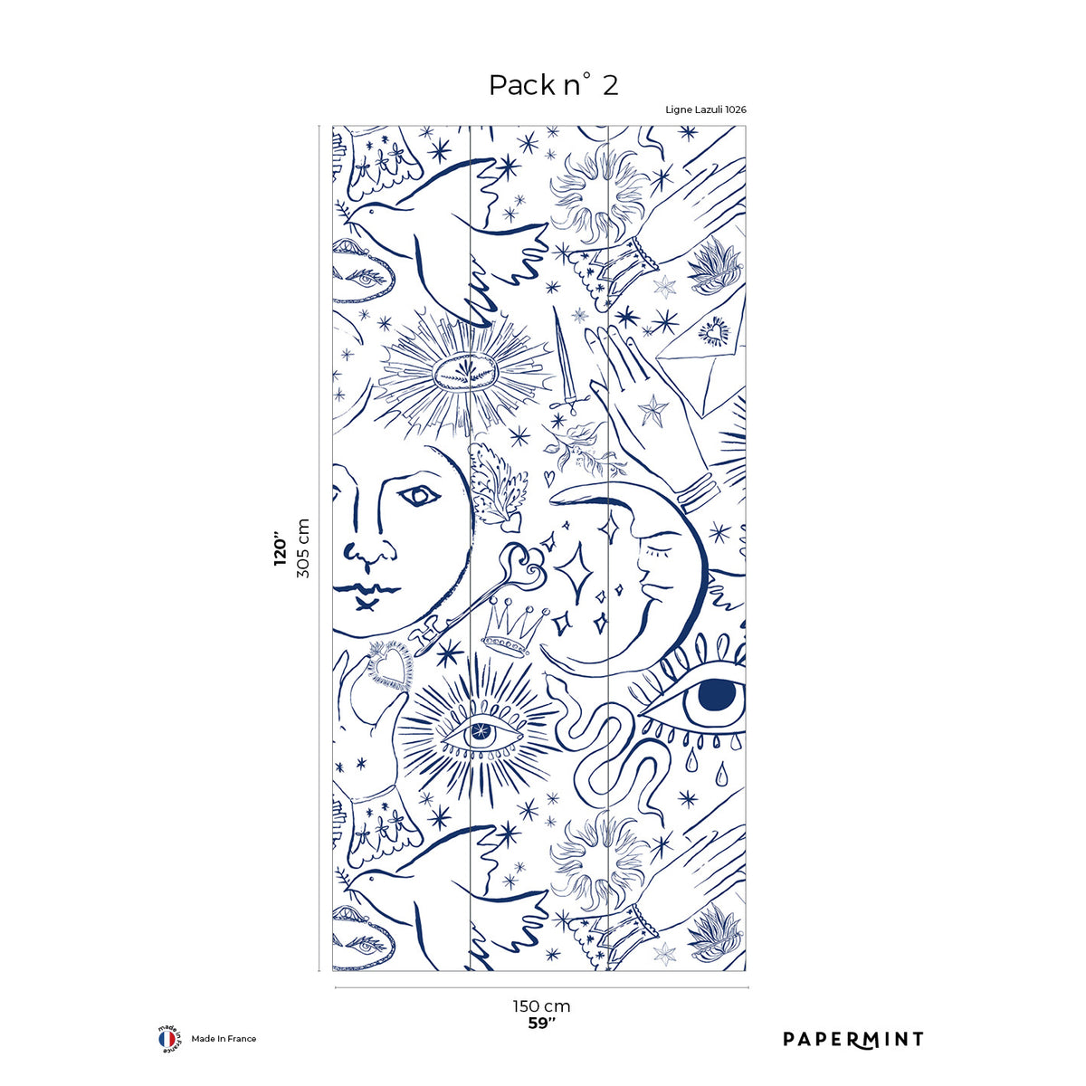 Papermint Mystic Pack 2 in White Wall Mural 8184-CH3-B