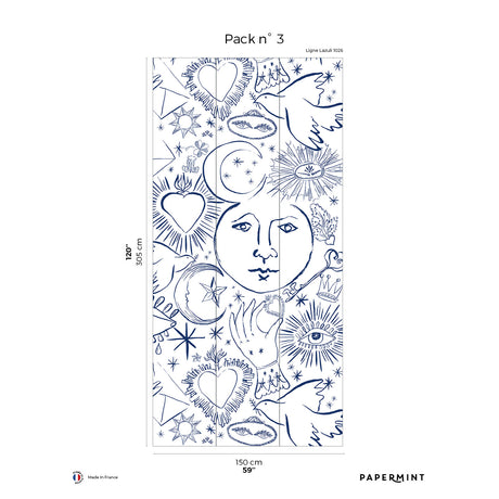Papermint Mystic Pack 3 in White Wall Mural 8184-CH3-C