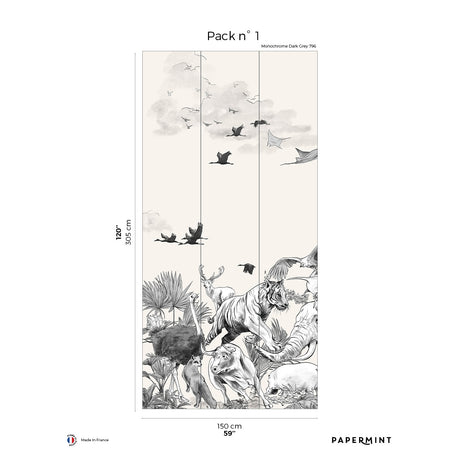Papermint Noah Pack 1 in Grey Wall Mural 8184-CI1-A