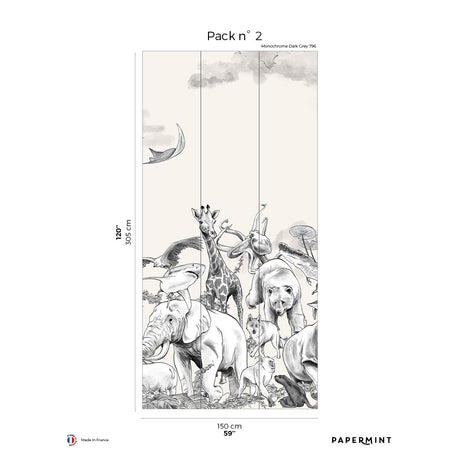 Papermint Noah Pack 2 in Grey Wall Mural 8184-CI1-B