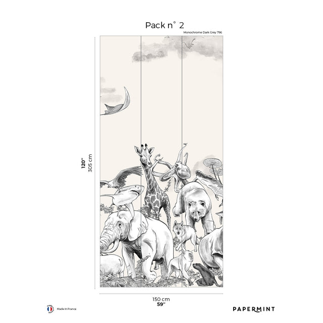 Papermint Noah Pack 2 in Grey Wall Mural 8184-CI1-B