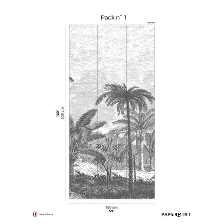 Papermint Palm Grove Pack 1 in Grey Wall Mural 8184-CL1-A