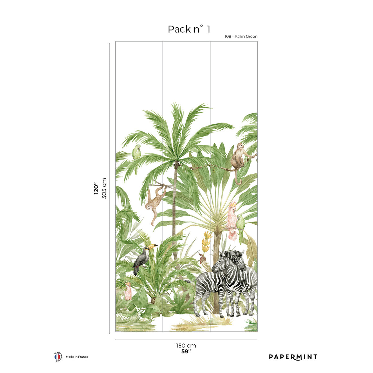 Papermint Palm Tree Pack 1 in Brown Wall Mural 8184-CM1-A
