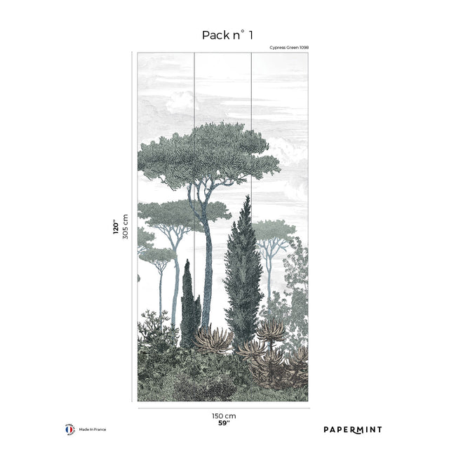 Papermint Pinery Pack 1 in Green Wall Mural 8184-CN1-A