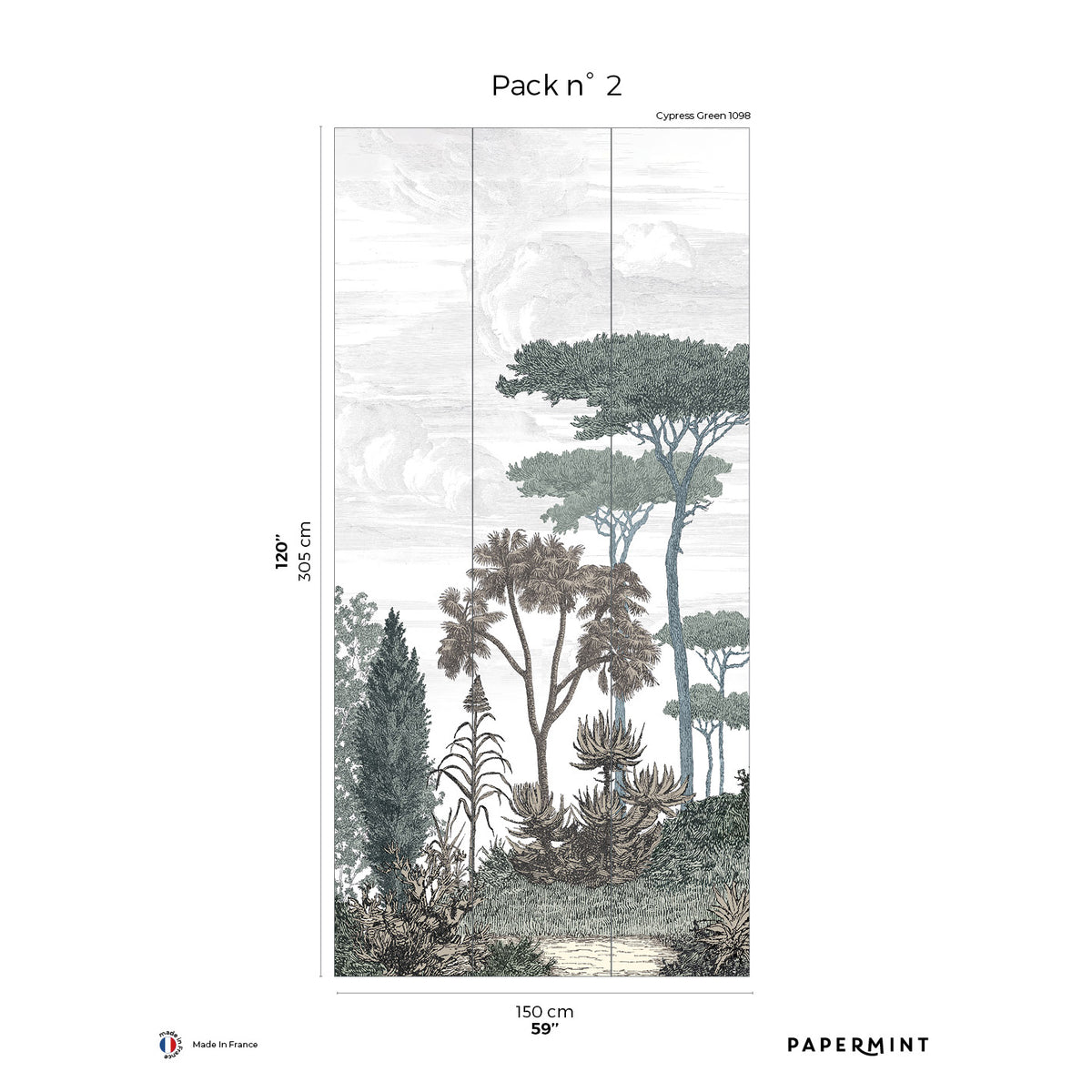 Papermint Pinery Pack 2 in Green Wall Mural 8184-CN1-B