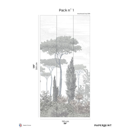 Papermint Pinery Pack 1 in Grey Wall Mural 8184-CN2-A