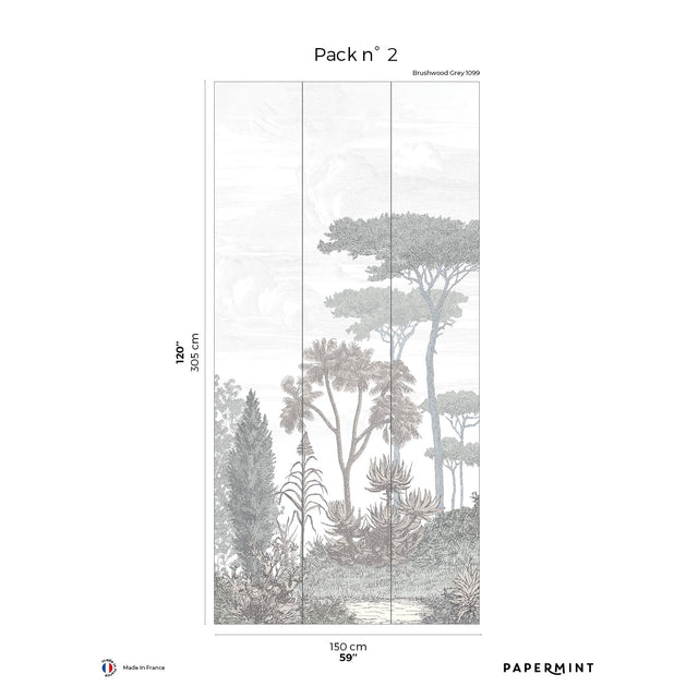 Papermint Pinery Pack 2 in Grey Wall Mural 8184-CN2-B