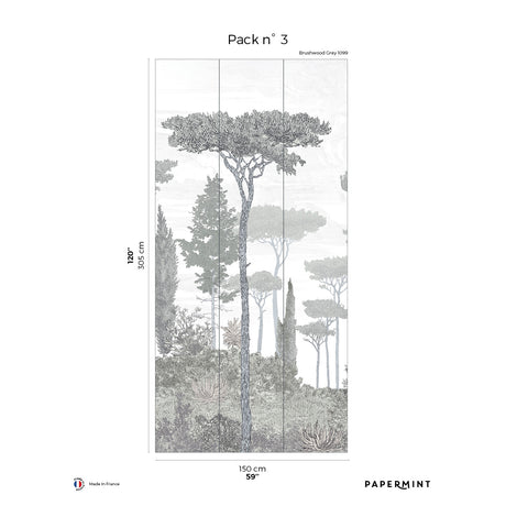 Papermint Pinery Pack 3 in Grey Wall Mural 8184-CN2-C