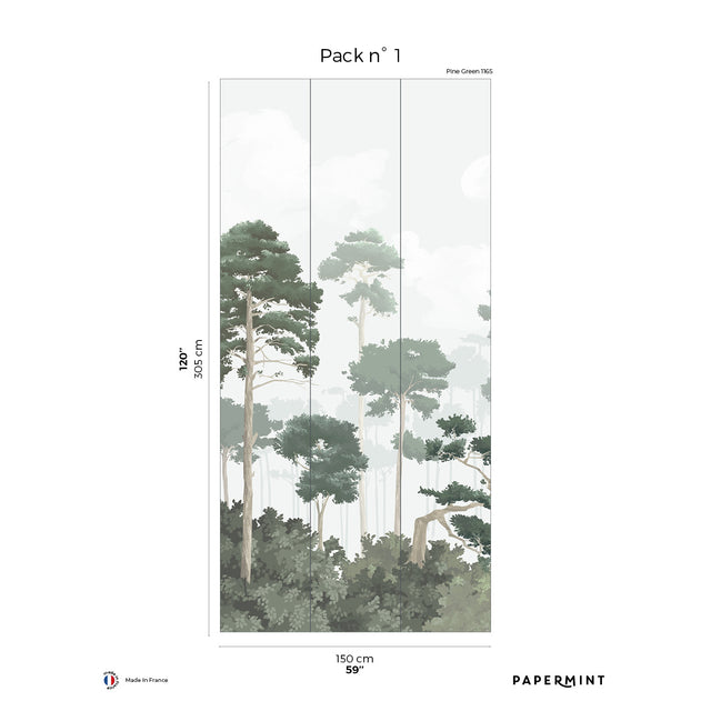 Papermint Pinewood Pack 1 in Green Wall Mural 8184-CO1-A