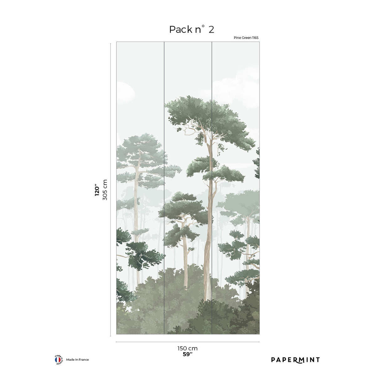 Papermint Pinewood Pack 2 in Green Wall Mural 8184-CO1-B
