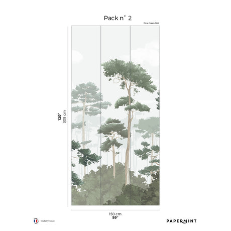 Papermint Pinewood Pack 2 in Green Wall Mural 8184-CO1-B