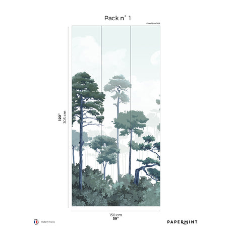 Papermint Pinewood Pack 1 in Blue Wall Mural 8184-CO2-A