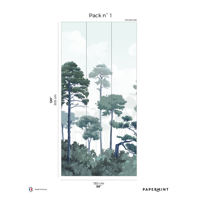 Papermint Pinewood Pack 1 in Blue Wall Mural 8184-CO2-A