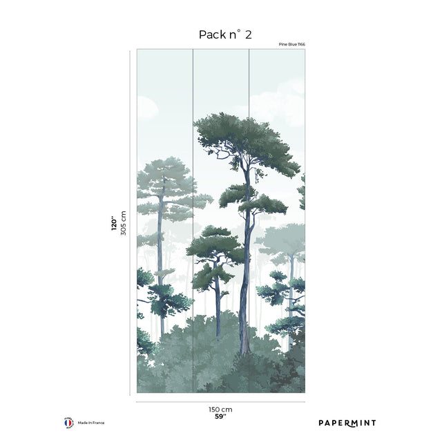 Papermint Pinewood Pack 2 in Blue Wall Mural 8184-CO2-B