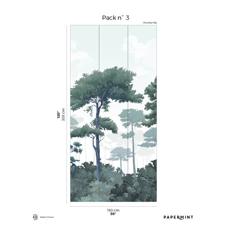 Papermint Pinewood Pack 3 in Blue Wall Mural 8184-CO2-C