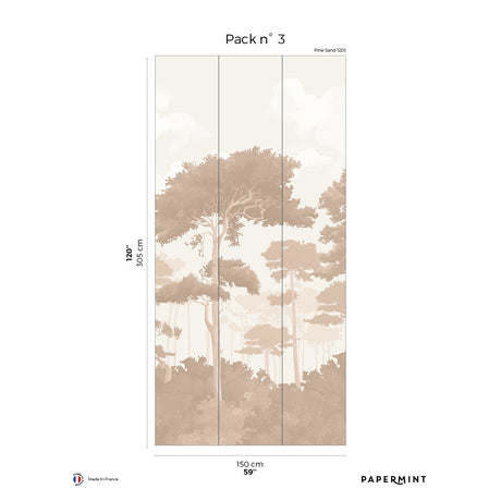 Papermint Pinewood Pack 3 in Beige Wall Mural 8184-CO3-C