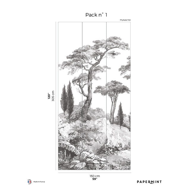 Papermint Porquerolles Pack 1 in Grey Wall Mural 8184-CP1-A